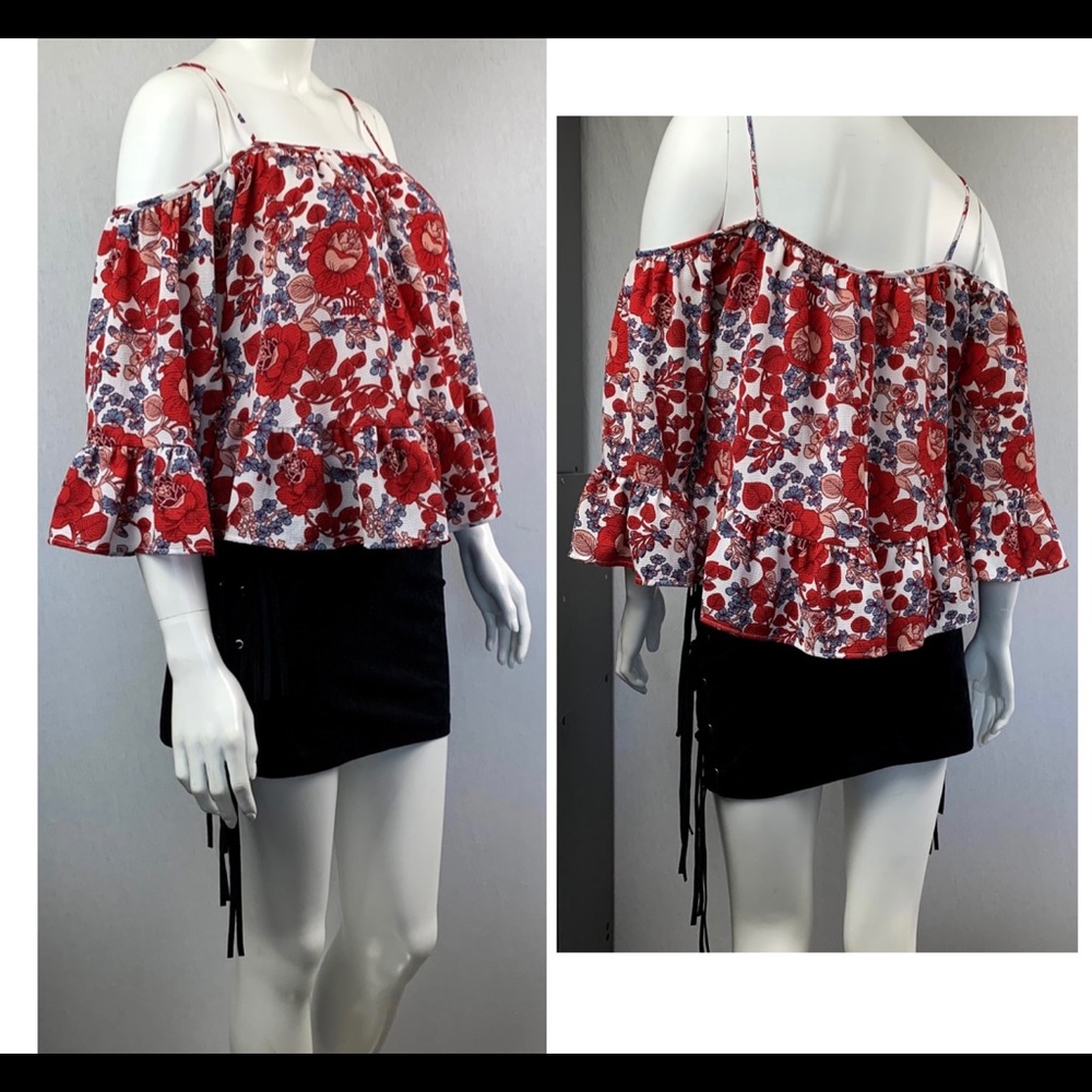 Flowy Off Shoulder Bell Sleeve Hippie Peasant Top